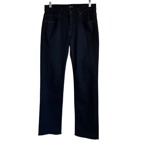 7 For All Mankind Austyn Jeans Straight Leg Dark Wash Mid-Rise Sz 29 Blue - Picture 1 of 16